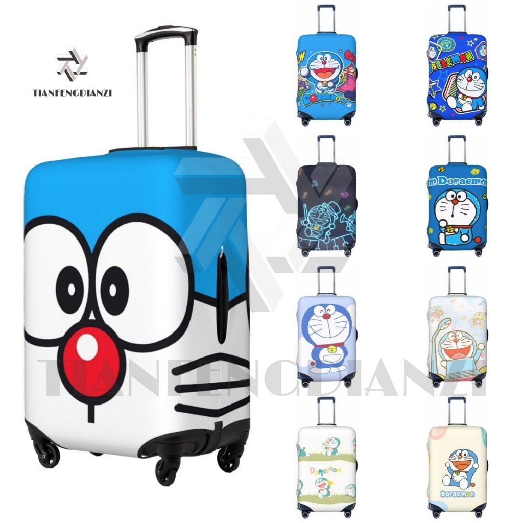 Doraemon Print Travel Suitcase Cover Scratch Protection Washable 18-32 Inches