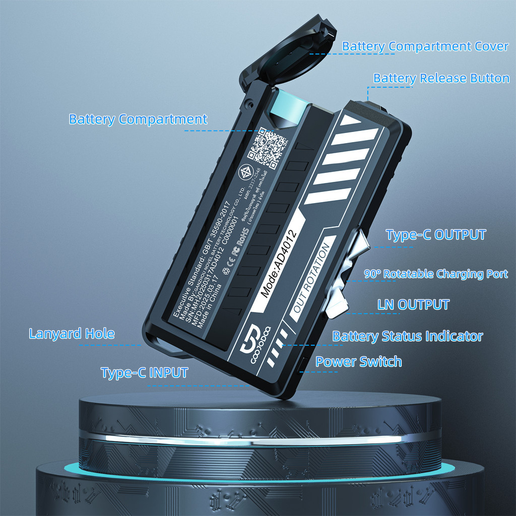 GOOJODOQ 5000mAh Power Bank Mecha Style Exterior Design Battery Replaceable Equipped with Type-C and LN Dual Interfaces รูปที่ 5