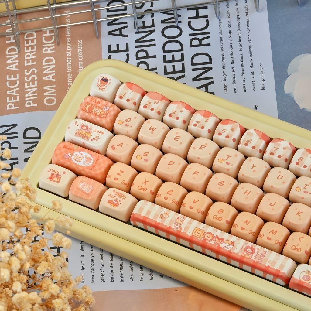 130 คีย์ Dye Sublimation PBT Keycaps Cat Bakery MOA Profle Keycaps สําหรับ MX Switches คีย์บอร์ดเครื