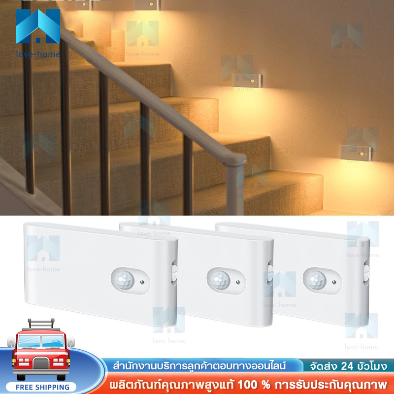 【COD】Motion Sensor Night Light ไฟบันไดแบบชาร์จไฟได้ในร่ม Warm White Magnetic LED โคมไฟสัมผัสสําหรับห้องโถง, บันได