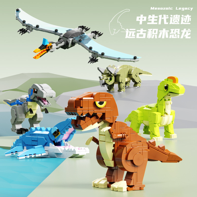 robox ของเล่น jurassicworld Enlightener Building Blocks Jurassic Dinosaur World Velociraptor Tyranno