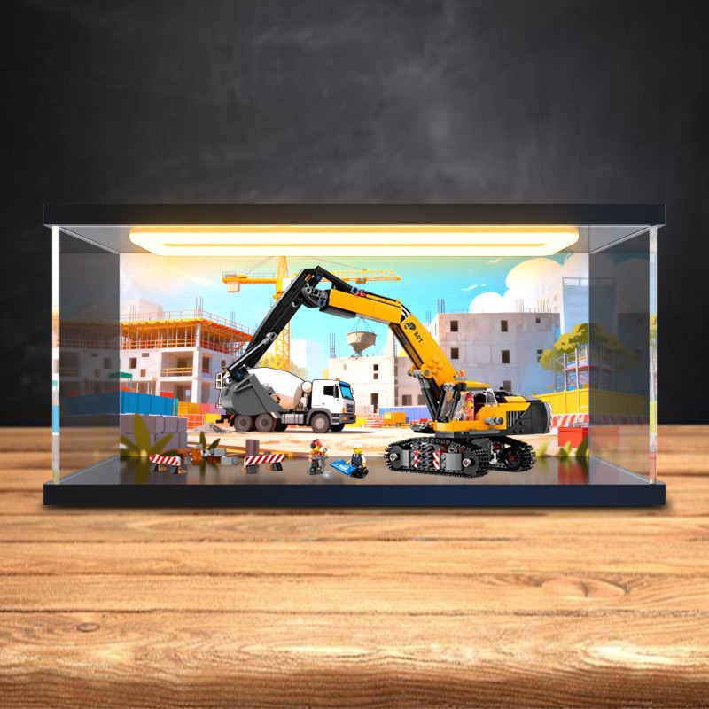 [ไม่รวมรุ่น] กลับแสงคริลิคกล่องเก็บความละเอียดสูงเหมาะสําหรับ 60420 สีเหลืองรถขุดเมืองปริศนาอาคารบล็