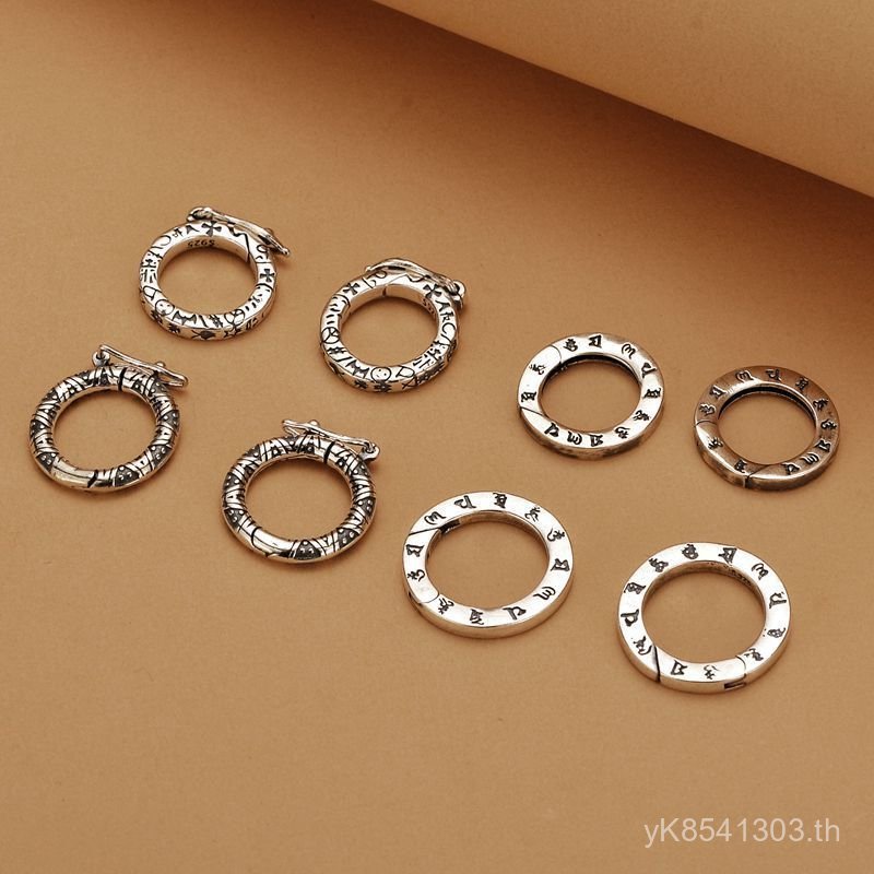 สร้อยคอนำโชคเงินส925 สไตล์ย้อนยุค ประดับหกตัวอักษรพิเศษ พร้อมคล้องหัวเข็มขัดแบบสากล 2JSL