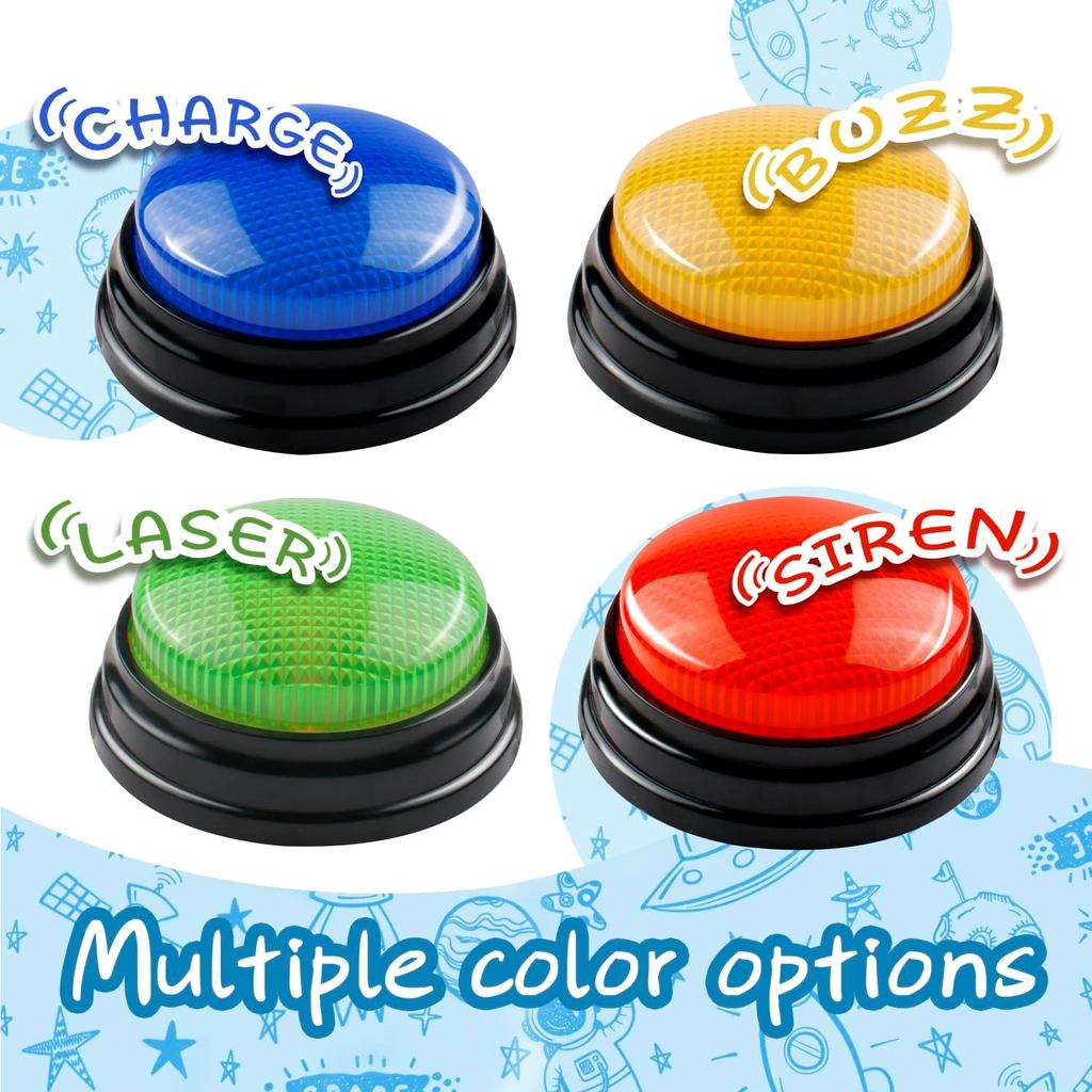 4-Pack Buzzers for Trivia Games, Family Feud Jeopardy Buzzer, Game Buzzers with Lights and Sound, An