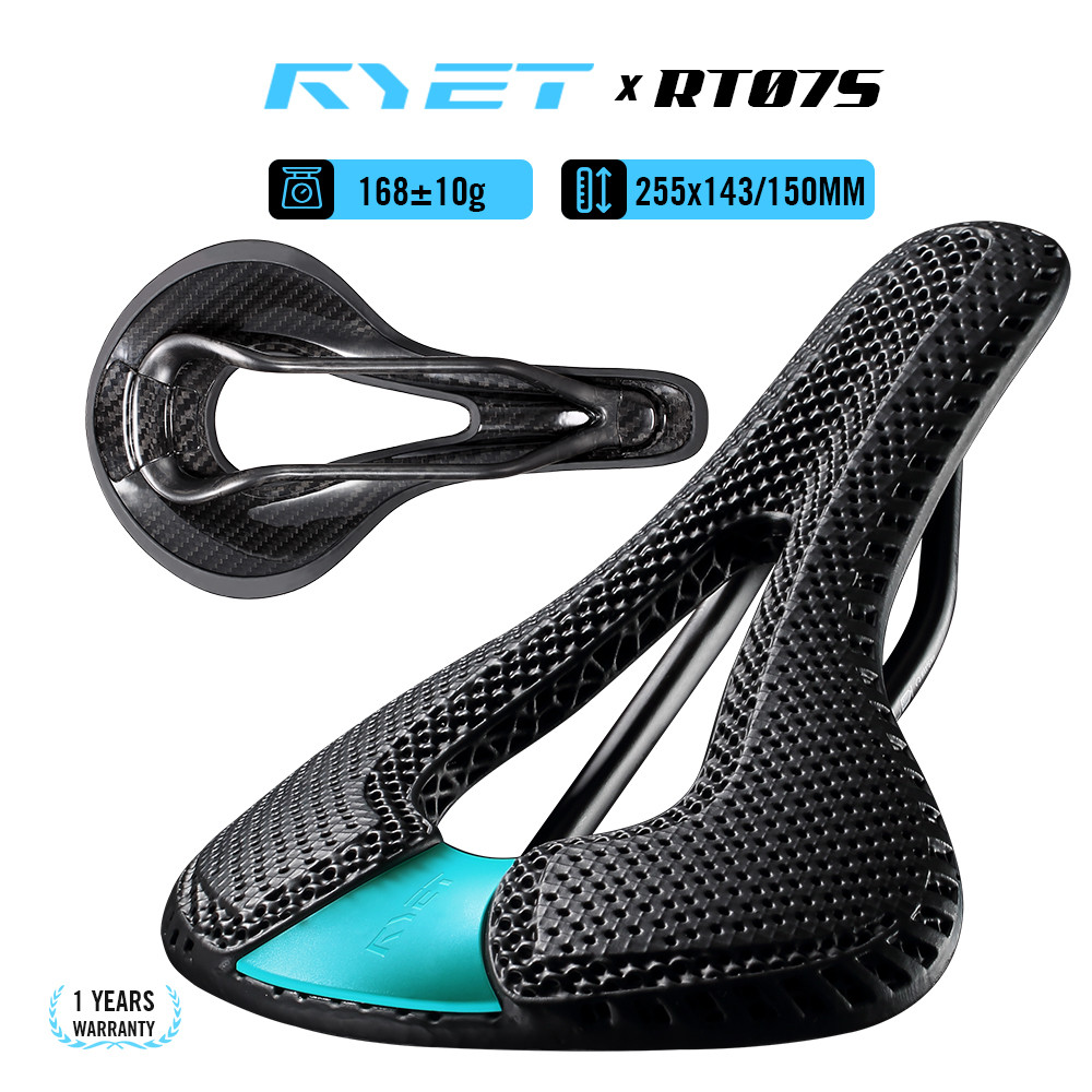 RYET 3D พิมพ์คาร์บอน อานจักรยาน 168g สำหรับ MTB, Gravel และ Road Bike ขนาด 143/150 มม., รับประกัน 1 