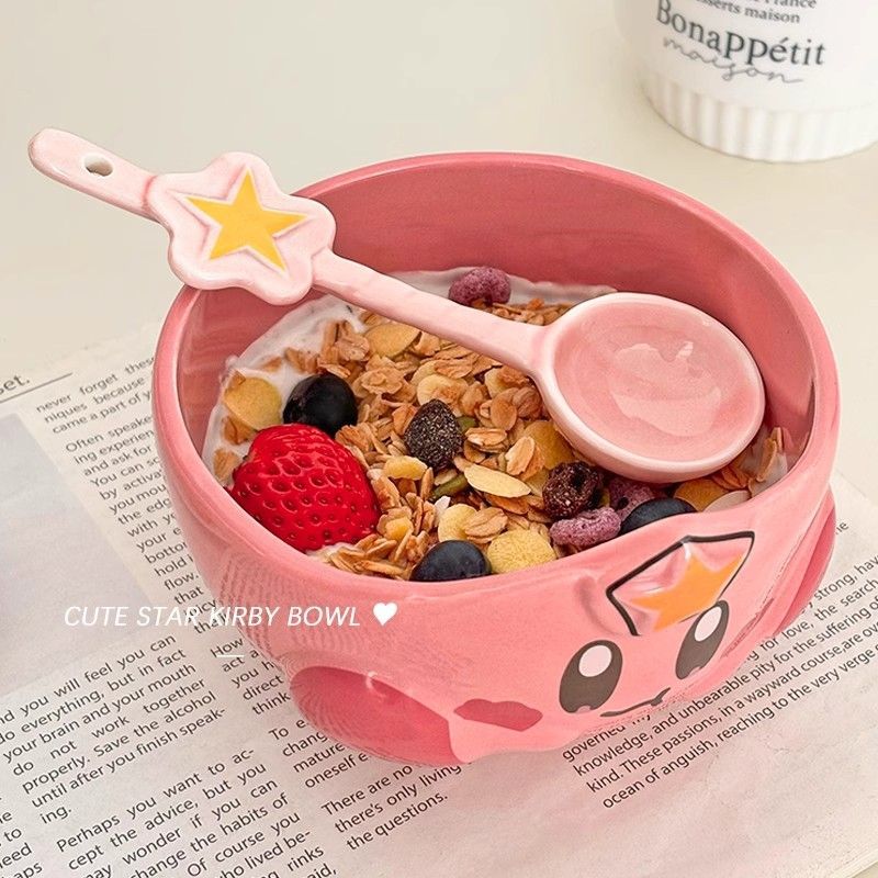 น่ารักน่ารักน่ารักน่ารักขนาดใหญ่-ความจุดาวเคอร์บี้ชาม อิน สไตล์มูลค่าสูงชามเซรามิกนักเรียนโรงอาหารหอพักสไตล์เจ้าหญิง
