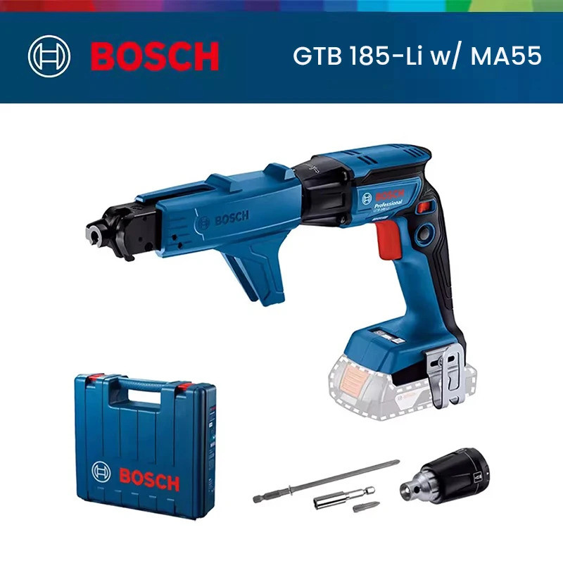 Bosch Gtb 185-li ไขควงการตั้งค่าความลึกไร้สายไร้แปรงถ่าน Drywall Screwgun Gma55 สิ่งที่แนบมาอัตโนมัต