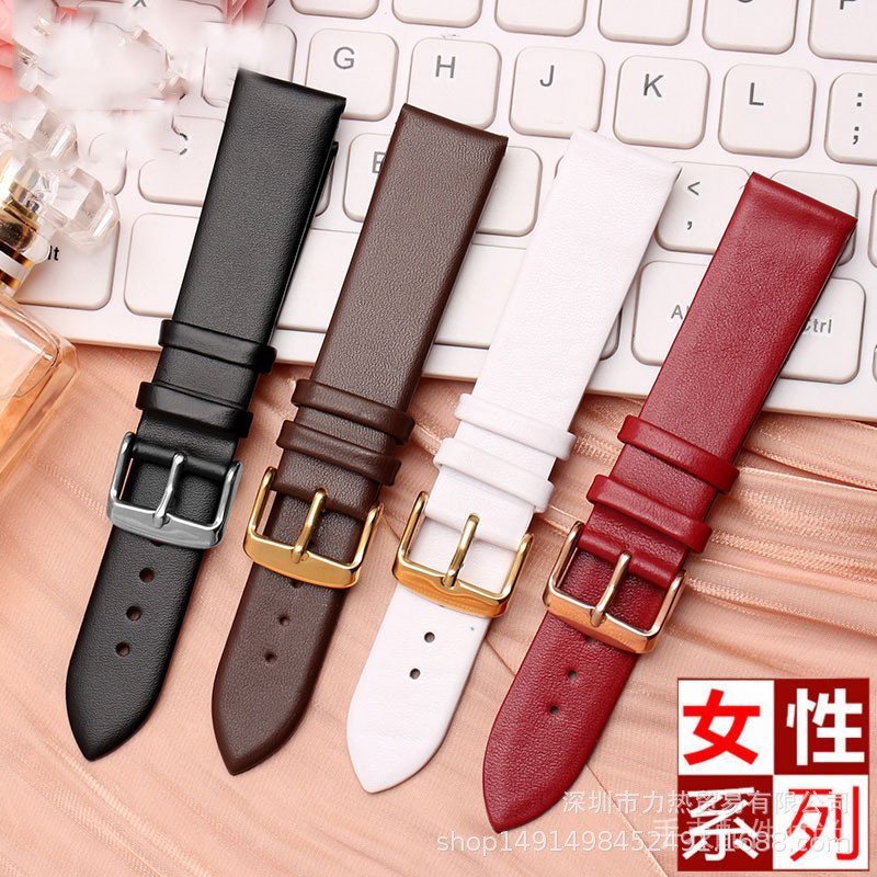 Soft Ultra-Thin ของแท้หนังผู้หญิงเหมาะสําหรับ Rossi Mud Lee Lee/Julius สายนาฬิกา 12/14/16 มม.