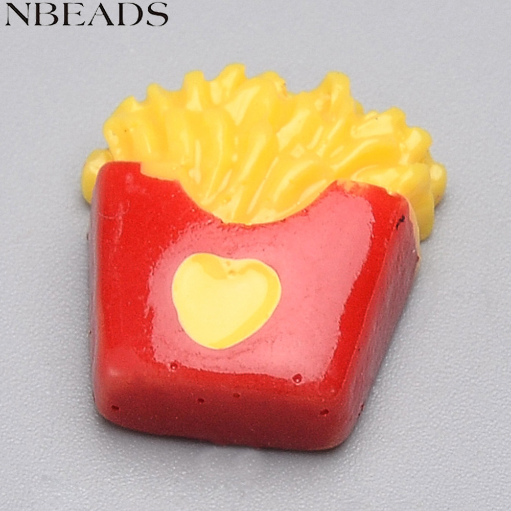 20 ชิ้นเรซิ่น Decoden Cabochons French Fries สีแดง 16x13x5.5 มม.