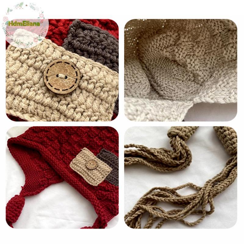 HdmEliana Handmade ถักหมวกผู้หญิงฤดูหนาวที่อบอุ่นป้องกันหู Lady หญิงเกาหลีโครเชต์เสื้อสวมหัวหมวก TH - รูปที่ 4