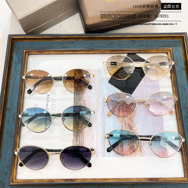 ZWII Bvlgar* Round Frame Sunglasses for Women, Stylish Metal Sunglasses for Men bv6155