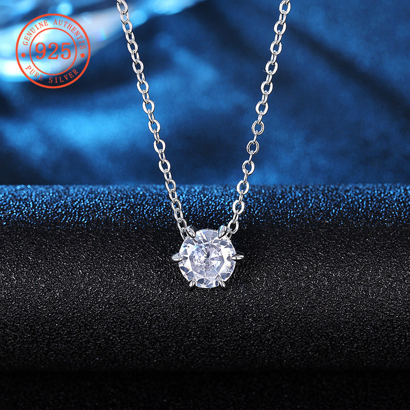 SHEFULI สร้อยคอ Moissanite หกกรงเล็บคลาสสิกและเรียบง่าย CSX676