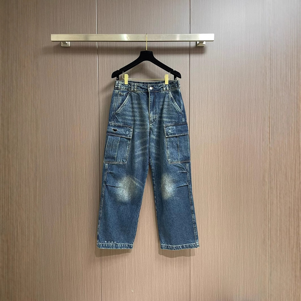 ATB8 PD Men's Clothing|2025New Blue Washed Denim Cotton Pants Casual Pants