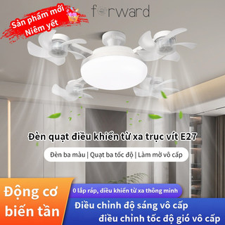 Quạt treo trần kiêm đèn led đui e27 siêu sáng và mát, công suất 50w - Điều Khiển Từ Xa 4 cánh, máy bay không người lái,