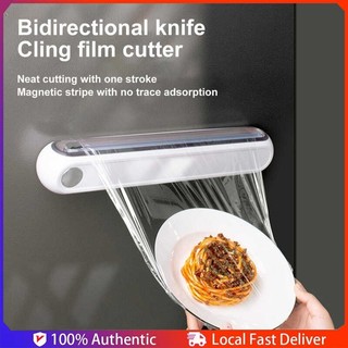 magnetic plastic wrap dispenser with slide cutter, one-hand operation for easy pulling and cutting