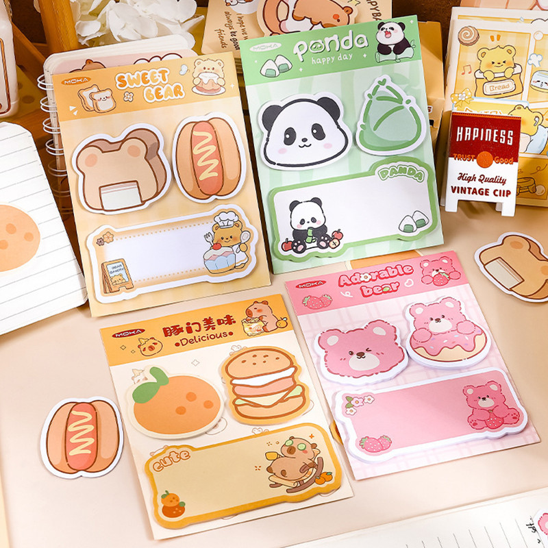 60แผ่นน่ารักการ์ตูนสัตว์ชุดบันทึกเหนียวนักเรียนแบบพกพาแผ่นบันทึก