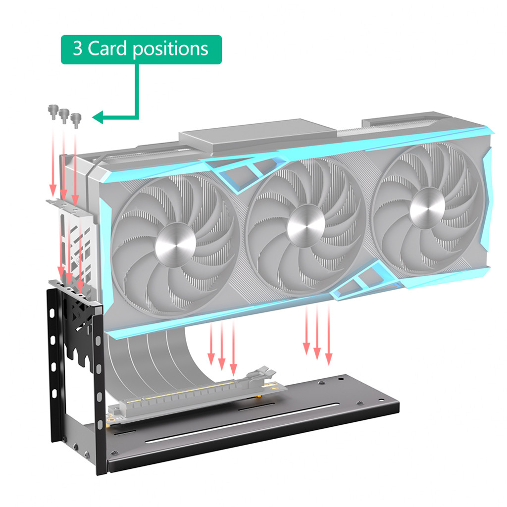 แนวตั้ง GPU Mount Bracket 3 ช่องผู้ถือการ์ดกราฟิก eGPU Dock ภายนอก GPU Docking Station สําหรับการติด