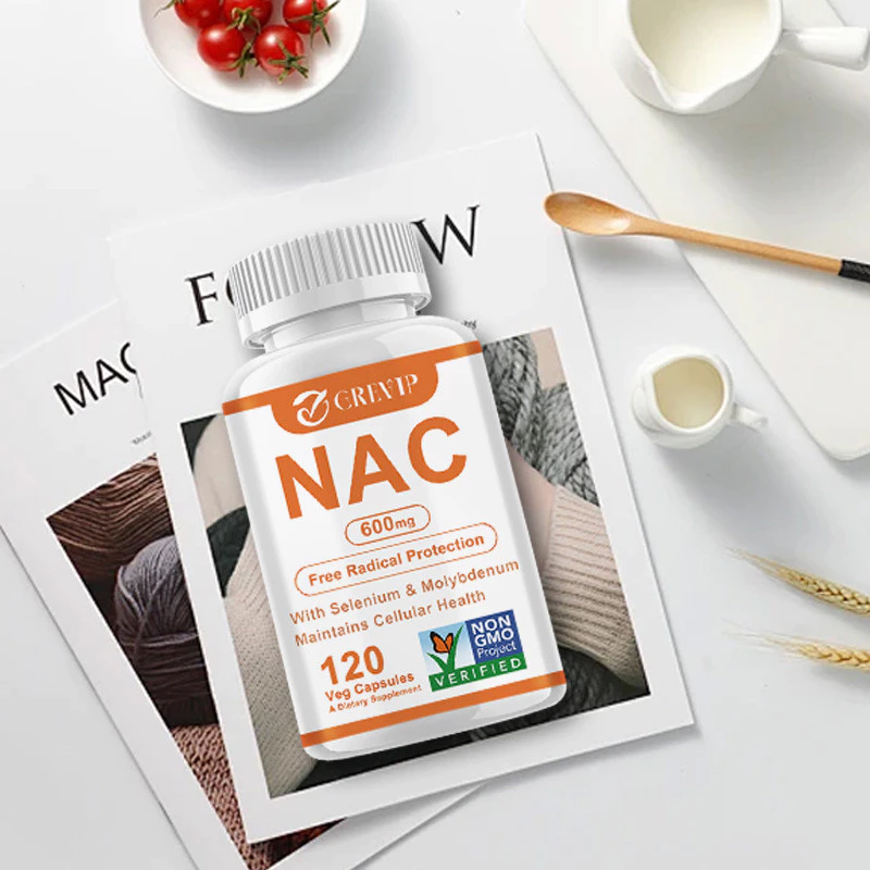 Grevip NAC, ผลิตภัณฑ์เสริมอาหารแคปซูลมังสวิรัติ 600 มก. พร้อมซีลีเนียมเสริมและโมลิบดีนัม - 30/60/120 แคปซูลผลิตในสหรัฐอเมริกา