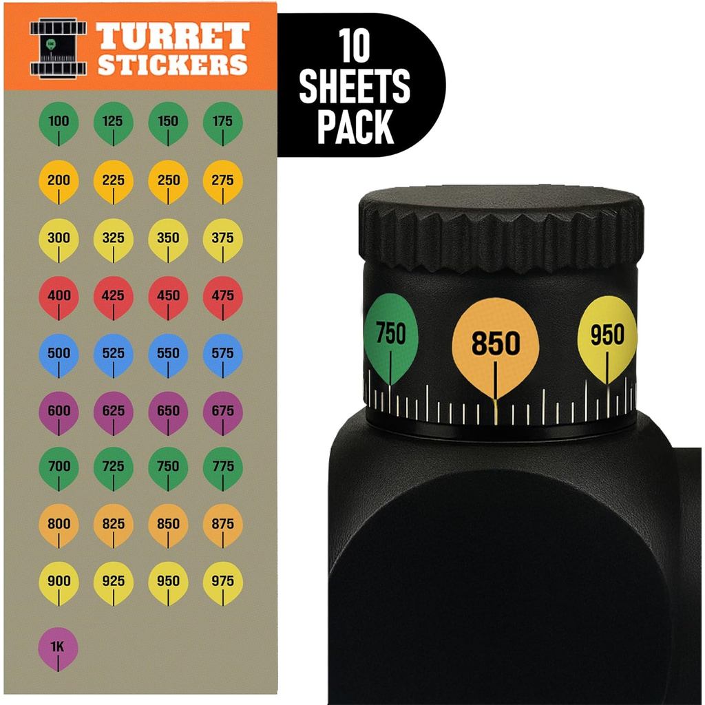 Scope Turret Sticker Labels for Long Range Hunting Dope Card Range Data Tracking Marks