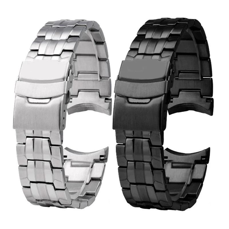 Original-สําหรับCasio EF-550 ผู้ชายสแตนเลสสตีล EDIFICE Series 5051 EF-524Dสร้อยข้อมือกันน้ํายางซิลิโคน 22 มม.
