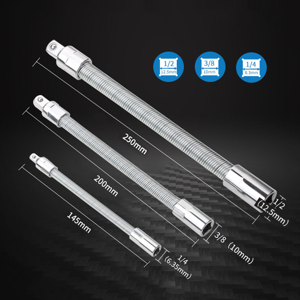 Kkmoon1-TH XIXIAN 3ชิ้นที่มีความยืดหยุ่นซ็อกเก็ตขยายสาย1/4 3/8 1/2 F Lexบาร์ชุดไดรฟ์แสงผลกระทบExtend