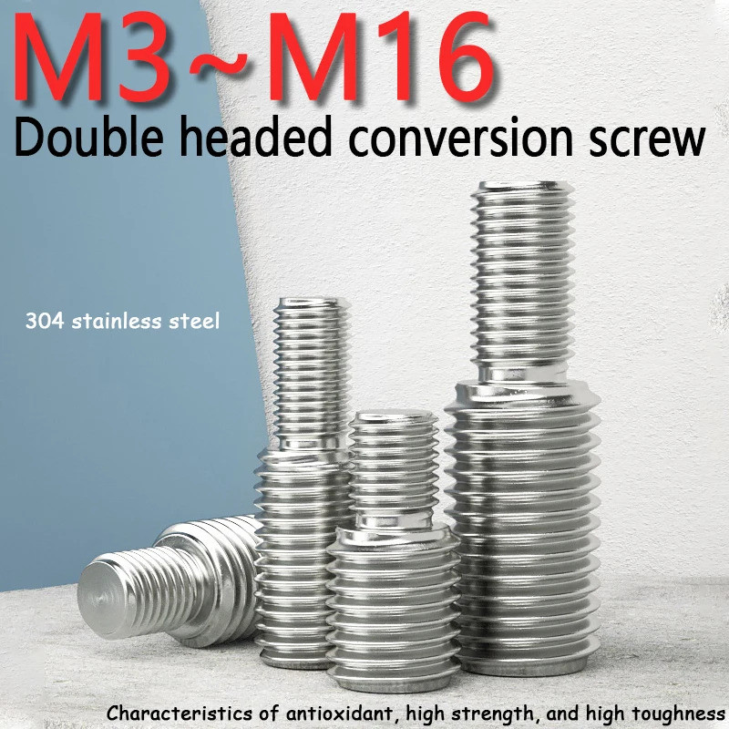 Thread Adapter Male To Male Bolt M3 M4 M5 M6 M8 M10 M12 M14 M16 304 A2 Stainless Steel Double Head T
