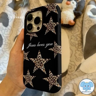 เคสไอโฟน16 สำหรับ IPhone 17 AIR 15 13 16 11 12 14 Pro Max XR XS X Max 15 14 7 8 Plus เคสพื้นผิวมันวาวลายเสือดาววินเทจ
