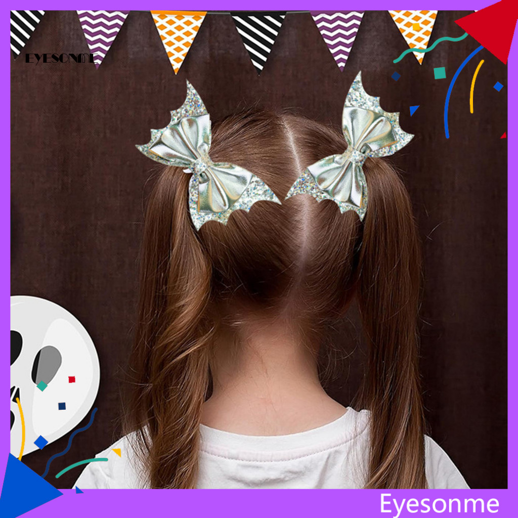 EYES Dark Elegance กิ๊บติดผมกระเป๋าสตางค์ที่เป็นมิตร Sparkly Bat Wing กิ๊บติดผมสําหรับฮาโลวีนคอสเพลย