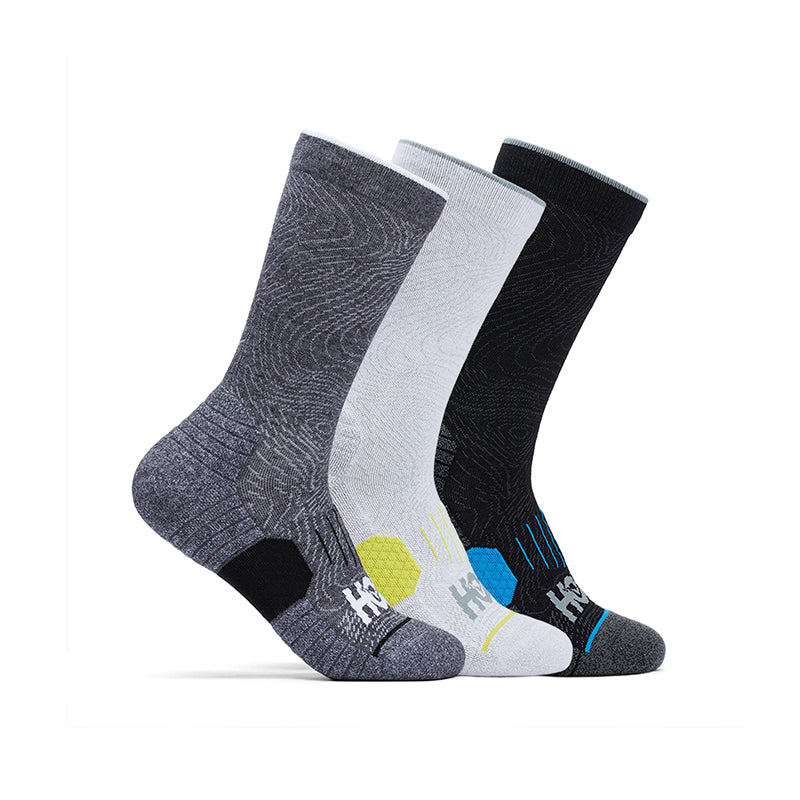 HOKA-CREW RUN SOCK 3-PACK ถุงเท้าวิ่งสำหรับผู้ชายและผู้หญิง