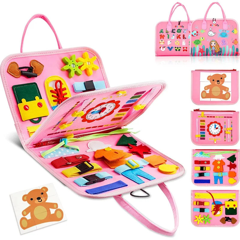 Montessori Toddler Busy Board,Autism Sensory Toys，Educational Activity Motor Skills Baby, Life Skill