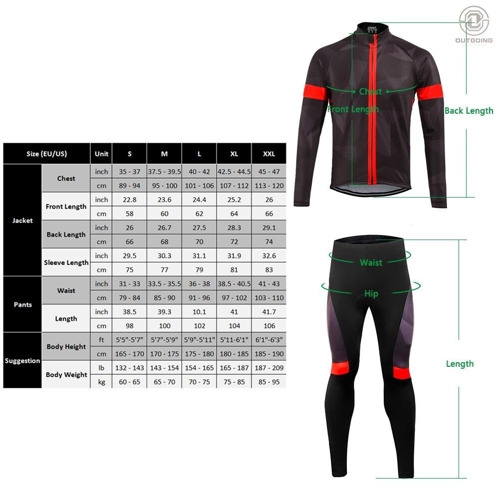 Men's Winter Thermal Fleece Cycle Clothing Set Long Sleeve Windproof Cycle Jersey Coat Jacket with 3