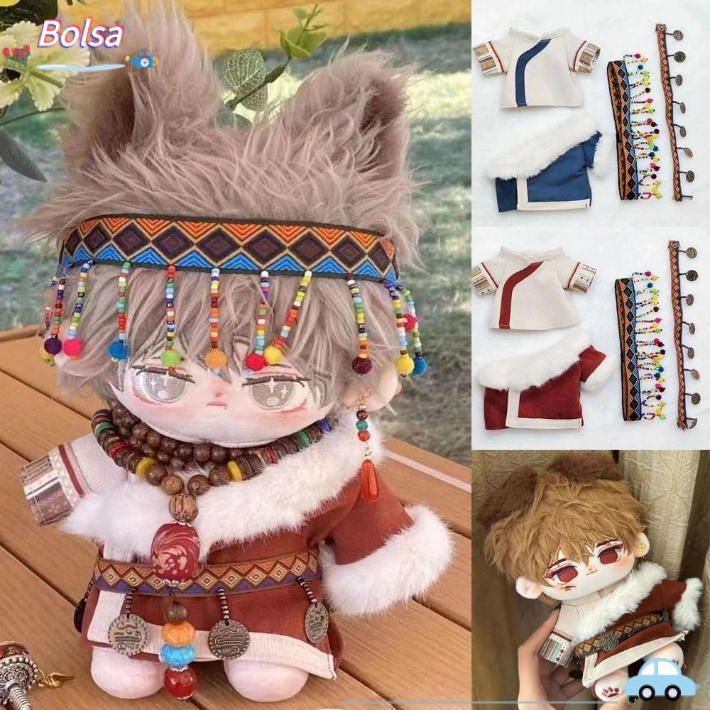 บลา เสื้อผ้า ชุด,สีฟ้า/สีแดงแฟชั่นตุ๊กตาเสื้อผ้า,อุปกรณ์เสริมจีนสไตล์ชาติพันธุ์ ทําเอง ตุ๊กตาเสื้อผ้า20ซม.ตุ๊กตาผ้าฝ้า