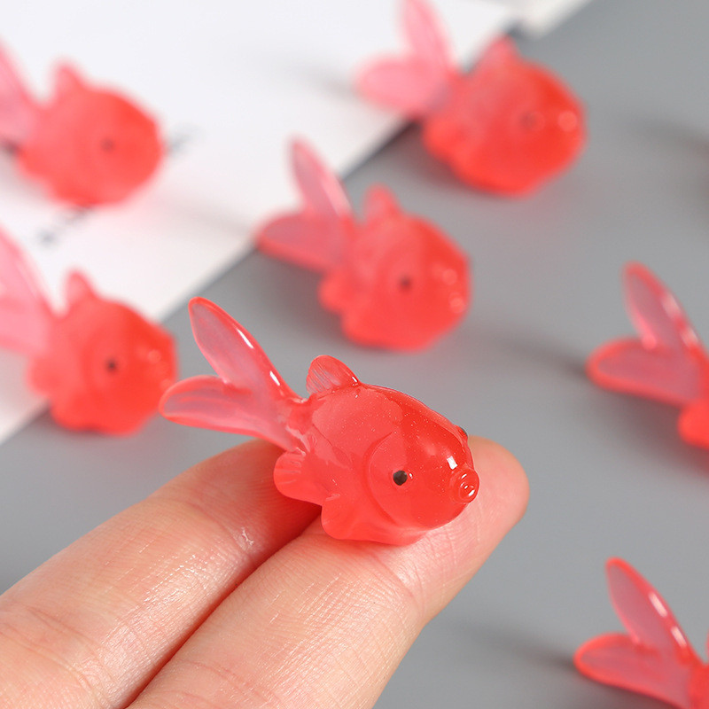 Micro-landscape ภาพวาดปลาทองเรซิ่น 10 ชิ้น/ถุง แสงสว่าง DIY อุปกรณ์สำหรับตกแต่งภูมิทัศน์