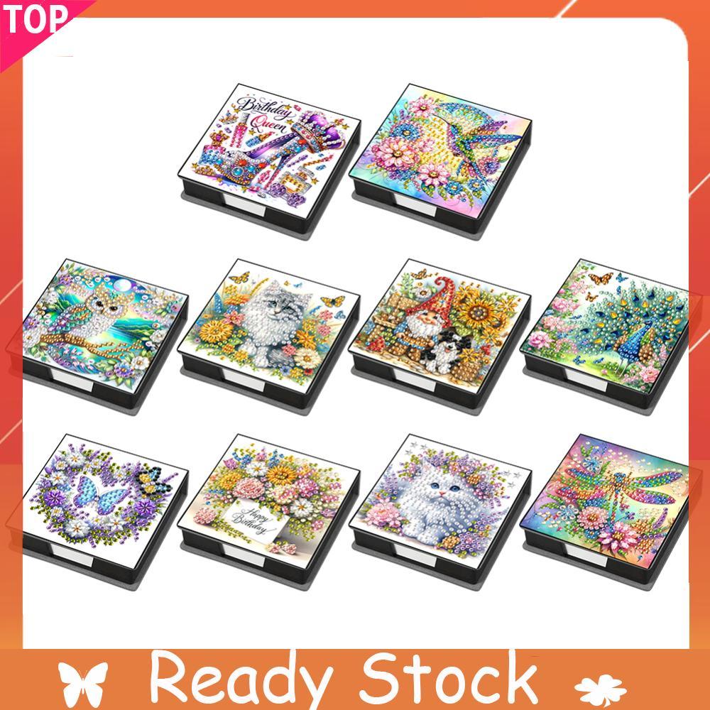 Memo Paper Storage Box Diamond Art Sticky Note Holder Diamond Art Diamond Painting Memo Pad สําหรับโ