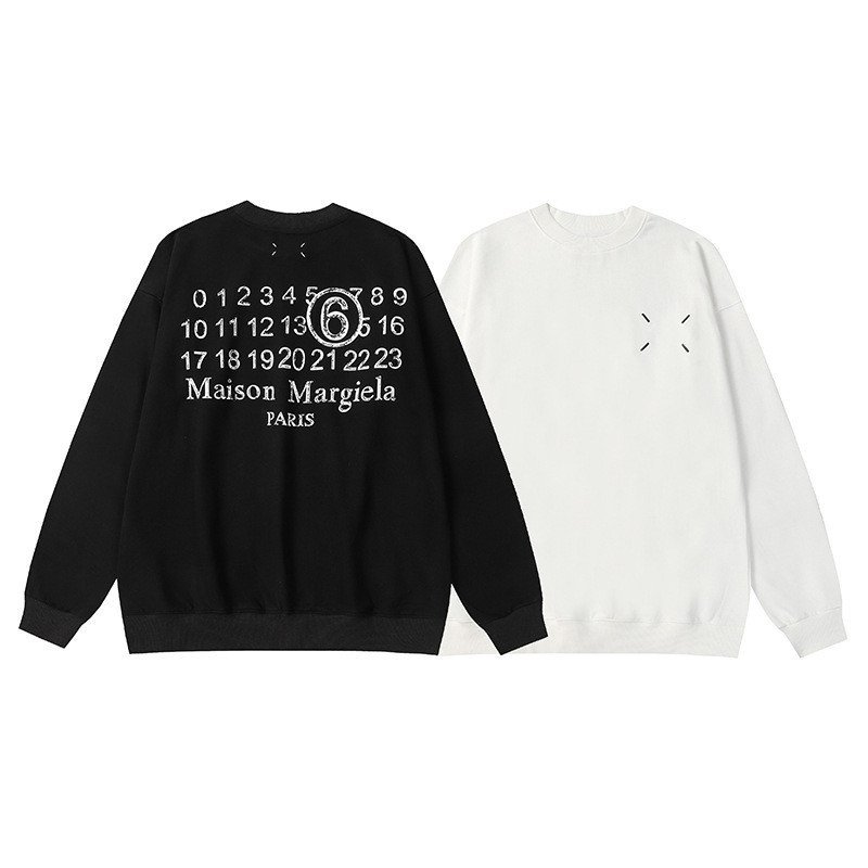 เสื้อยืดสไตล์ยุโรปอเมริกัน แบรนด์ MM6 Maison Margiela ลายตัวอักษรโลโก้ ผ้าฝ้าย Terry รอบคอดีไซน์หลวม