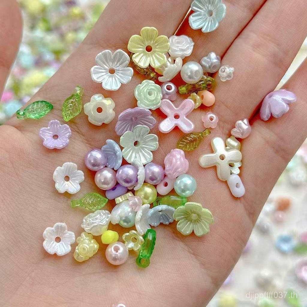 อุปกรณ์ทำสร้อยข้อมือและสร้อยคอน่ารักจากลูกปัดหลากสี พร้อมดอกไม้จี้รถ DIY LPG4