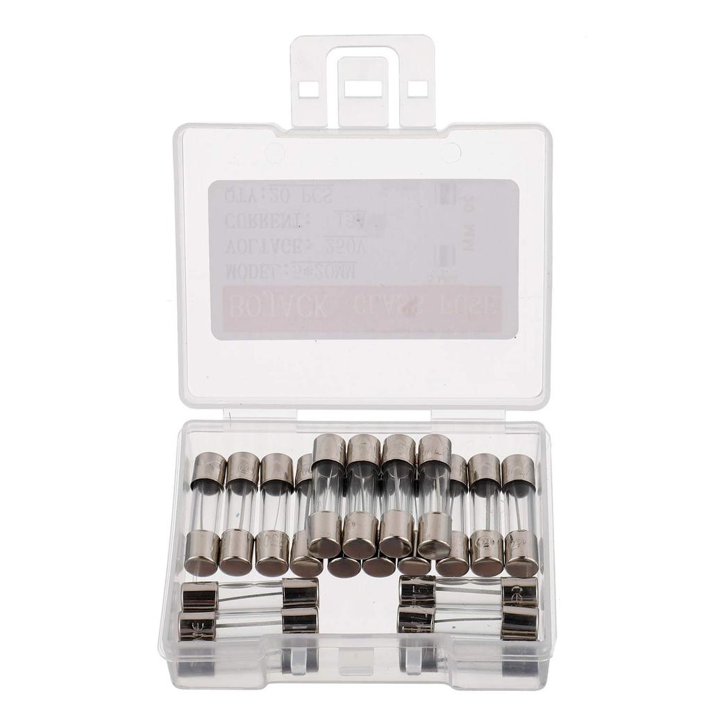 BOJACK 5x20mm 20A 20amp 250V 0.2 x 0.78 Inch F20AL250V Fast-Blow Glass Fuses (Pack of 20