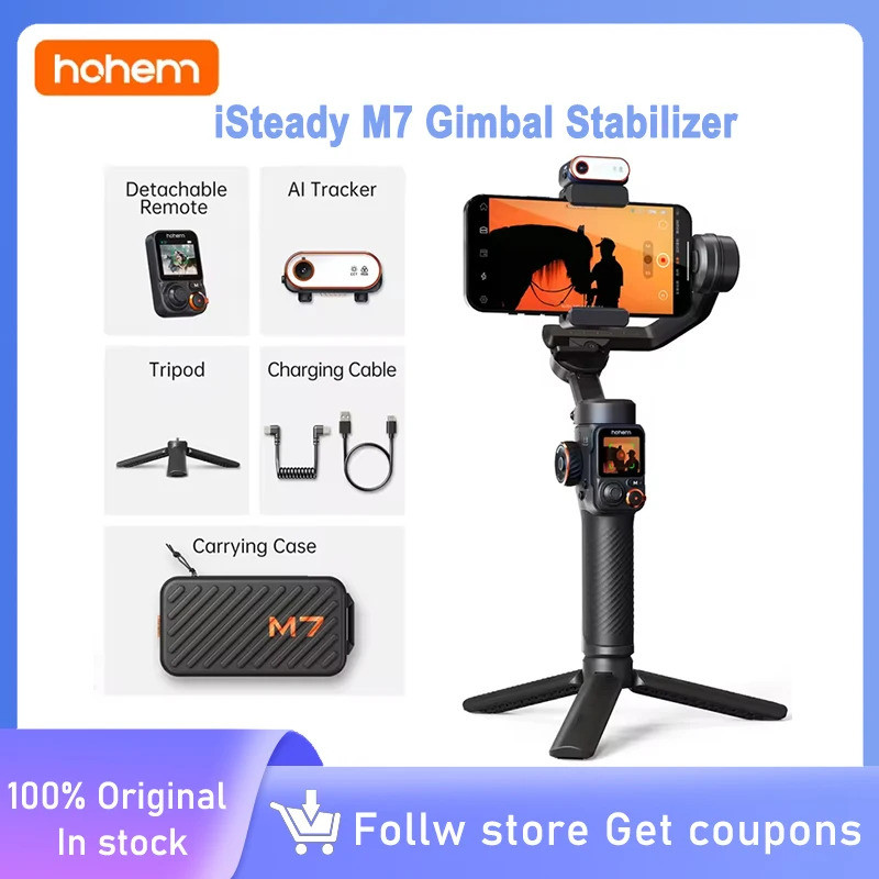 Hohem Asteady M7 Gimbal Stabilizer สําหรับสมาร์ทโฟน, Magnetic Ai Tracker เติมแสง, หน้าจอสัมผัสที่ถอด