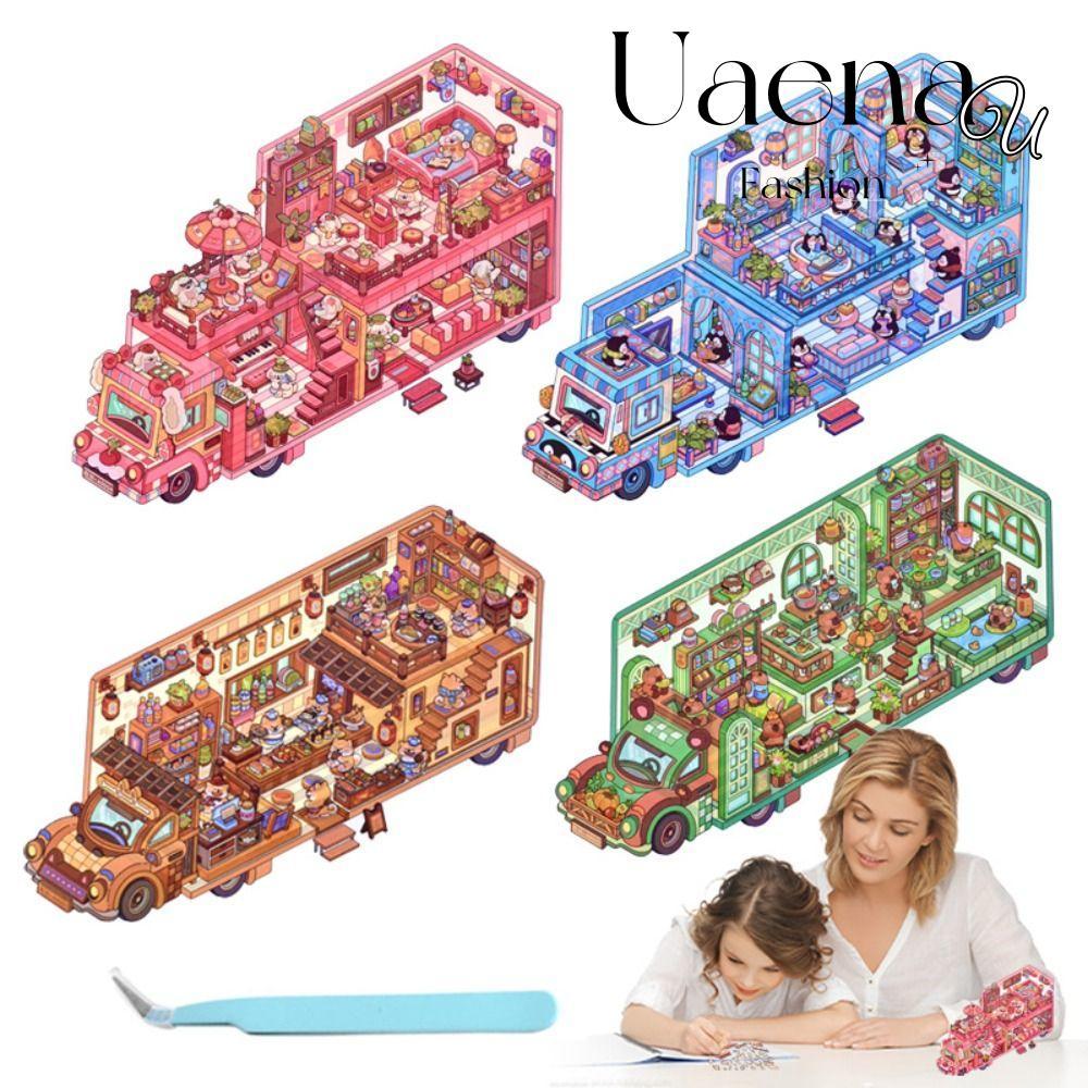 UAENAU 4 ชิ้น/เซ็ตมอเตอร์ Home Landscape สติกเกอร์, DIY Handmade 2.5D Effect Cabin ฉากเกมสติกเกอร์,ส