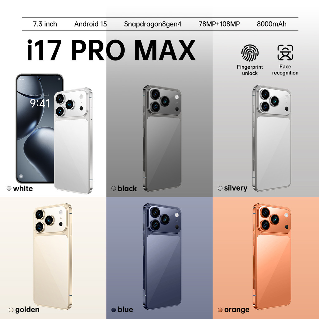 โทรศัพท์มือถือ 4G ใหม่ i17ProMax 7.3 นิ้วพร้อม RAM 12+512GB Android 12 ข้ามพรมแดน