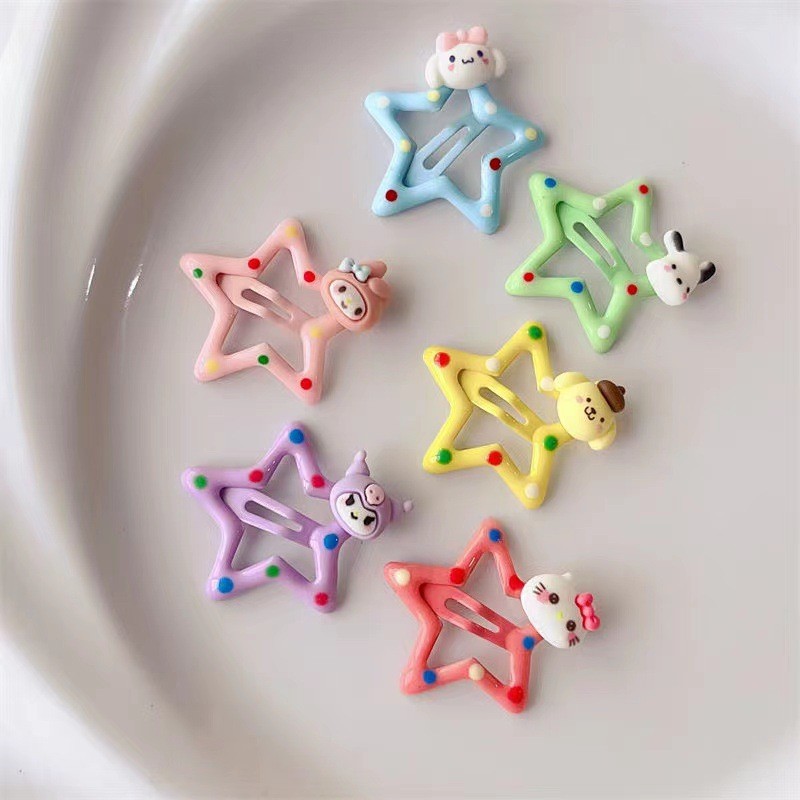 Dot Star Hairpin สำหรับทุกวัย คลิปลูกฟูกพร้อมดาว ตกแต่งทรงผมได้อย่างสนุกสนาน เหมาะสำหรับ Influencer