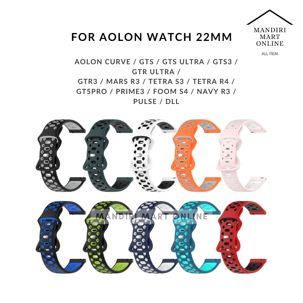 Aolon Curve / GTS / Navi R4 / Tetra R4 Sport Silicone Dual Color 22mm Strap - Aolon Smartwatch Repla
