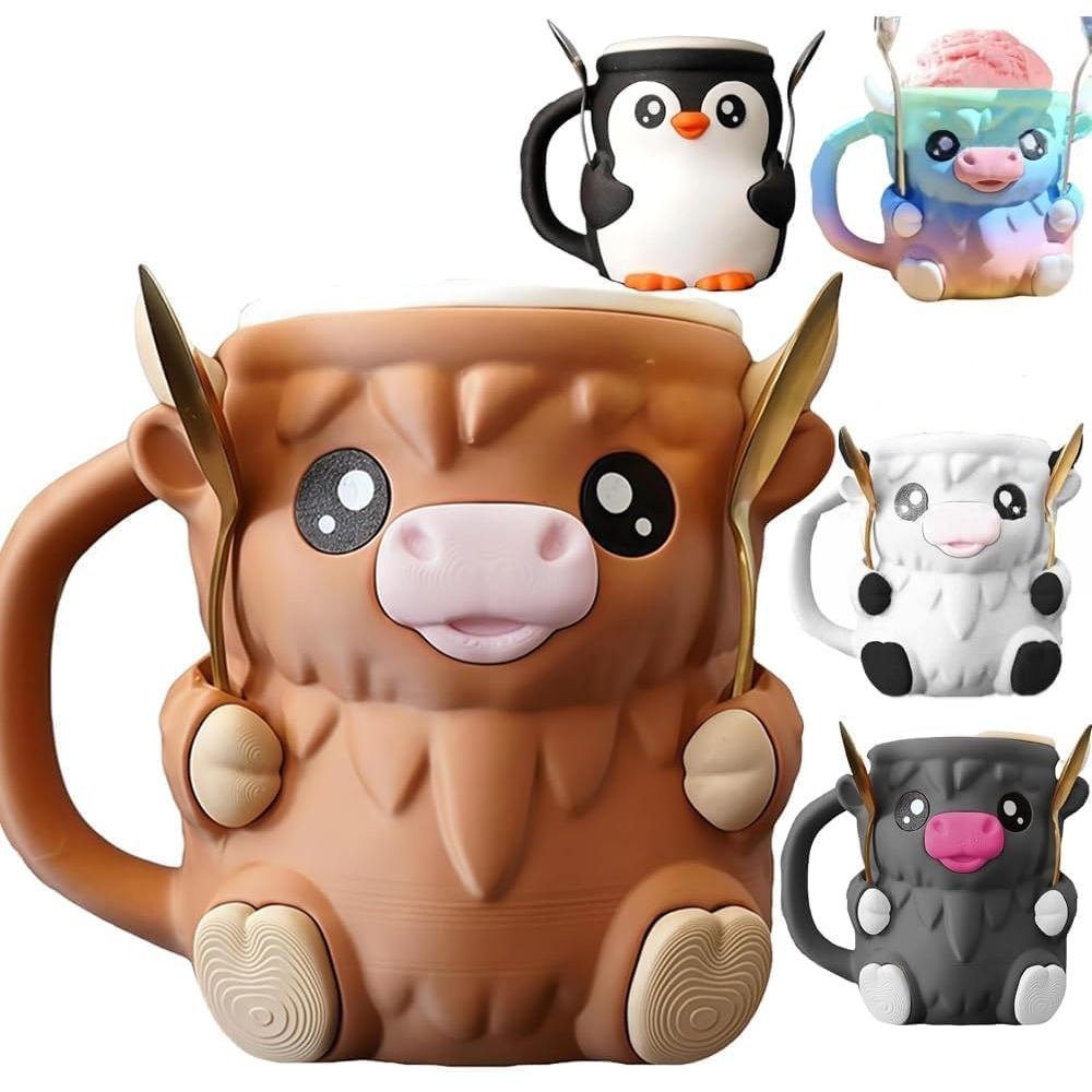 2025 ที่วางไอศกรีม ใช้ได้กับ Ben และ Jerry, Highland Cow Ice Cream Pint Holder, Designed to Hug Most