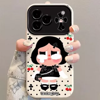 น่ารัก BlackCrybaby เคสโทรศัพท์ TPU การ์ตูนพร้อมเชือกเส้นเล็กสําหรับ iPhone 17/16/15/14/13/12/11 | ฝาครอบป้องกันสุนทรียศาสตร์กันฝุ่นกันกระแทก