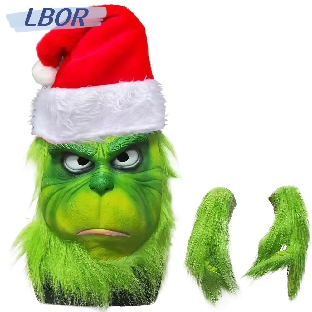 LBOR Grinch , Green Fur Freak Masquerade Grinch Headgear, Latex Anime Grinch Masque Halloween