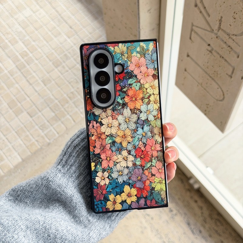 SAMSUNG สําหรับSamsung Galaxy Z Fold3 Fold4 Fold5 Fold6 Fold7 กรณีการ์ตูนน่ารักฤดูหนาวเสือดาวHello Kittyดอกไม้PC Hard Flipฝาครอบโทรศัพท์ปลอกสําหรับSamsung Galaxy Zพับ 7 6 5 4 3 5G