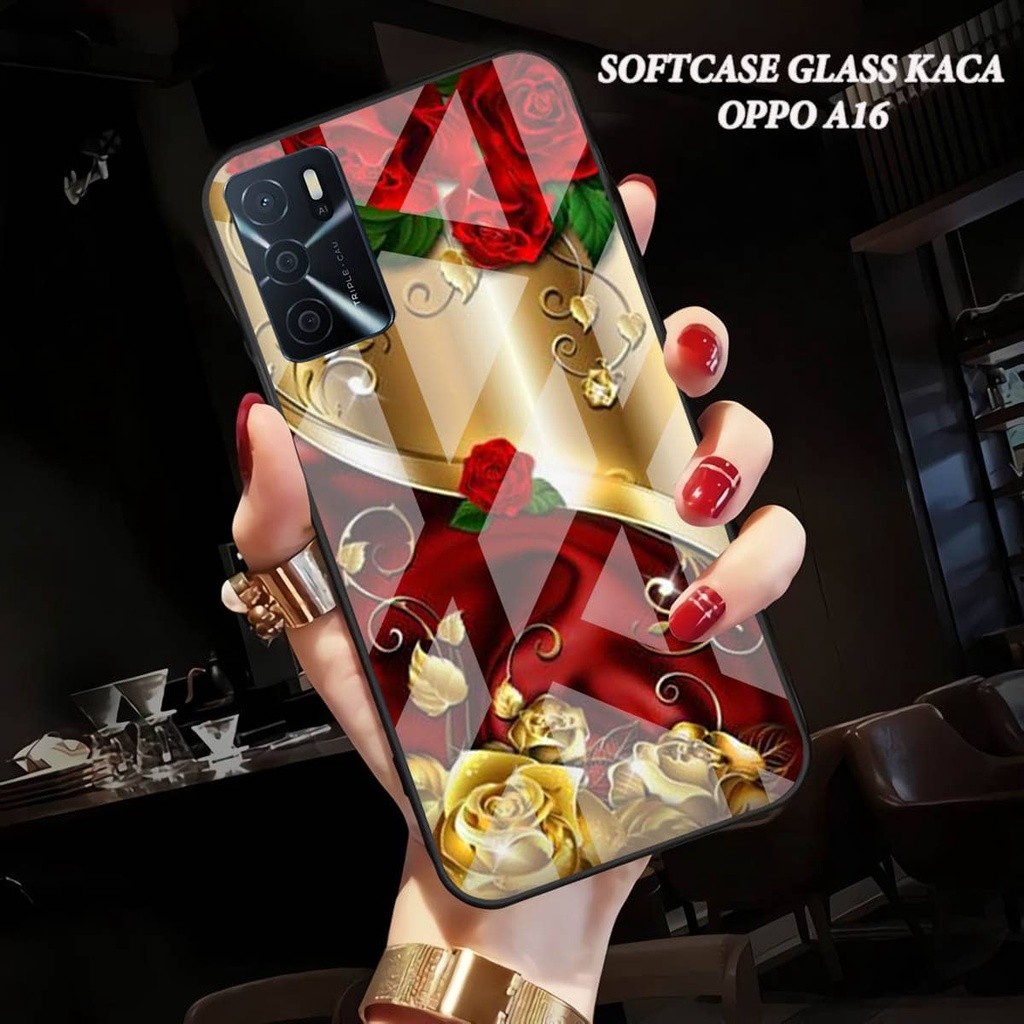 HP OPPO A16 Glass Softcase - เคสโทรศัพท์ป้องกันโทรศัพท์มือถือ OPPO A16 [ A89].