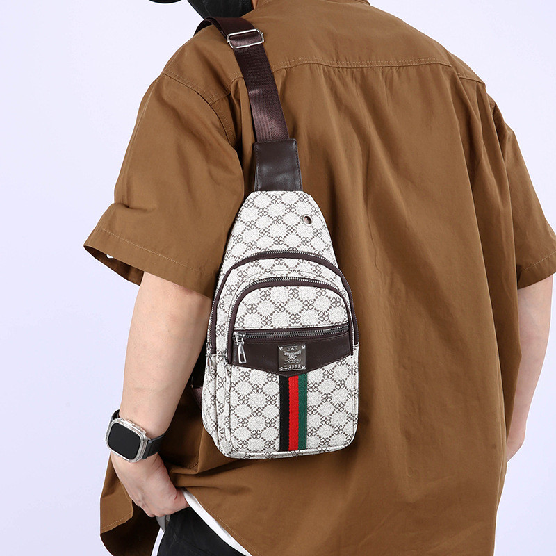 Casual ธุรกิจกระเป๋าหน้าอกผู้ชายอินเทรนด์พิมพ์ PU Simple กระเป๋าสะพาย Water-Repellent Travel กระเป๋า Messenger แบบพกพาสไตล์ใหม่แฟชั่นขายร้อน