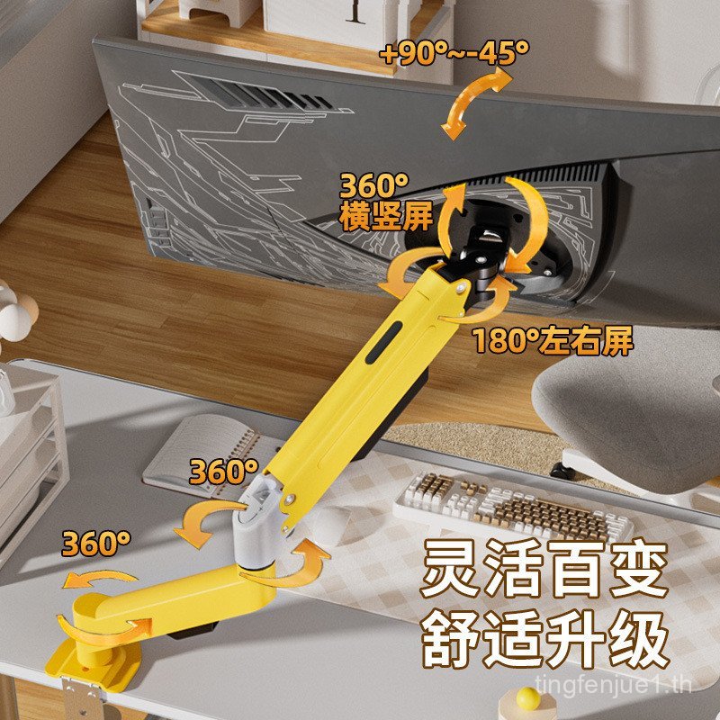 ขาตั้งจอคอมพิวเตอร์เดสก์ท็อปสํานักงานสามขั้วยกแขนแขวนโหลด-แบริ่ง10กิโลกรัม17-34นิ้ว