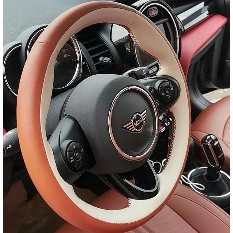 สําหรับ MINI Cooper S JCW F60 F55 F54 F56 F57 Hand-stitched สีดําลื่นพวงมาลัยรถ